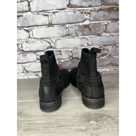 AllSaints Italy Black Leather Harness Ankle Chelsea Boots Women’s 37EU/6.5M US - Picture 3 of 16